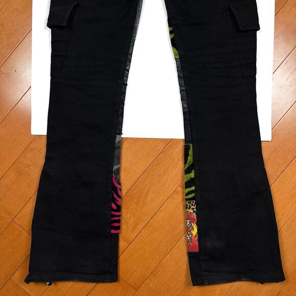 Rare Y2K Serious Los Angeles Patchwork Pants LA Clothing Black Jeans Goth Punk - Picture 10 of 16